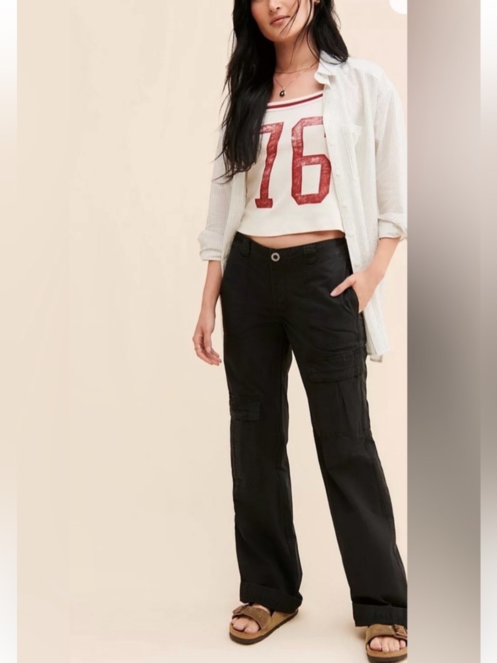 FREE PEOPLE Y2K 90’s The Thing Is Low Cargo Low Rise Pants Utility Sz 14